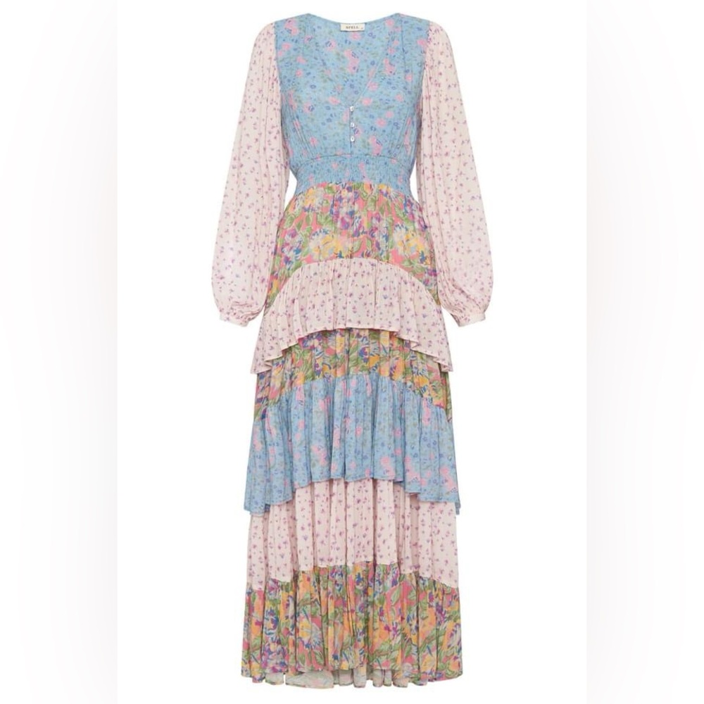 NWOT Spell & the Gypsy Collective 'Dolly Ra Ra Gown' in Patchwork size M